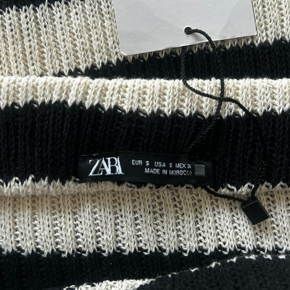 NWT Zara Black and White Striped Knit Midi Skirt Size Small - Picture 5 of 5